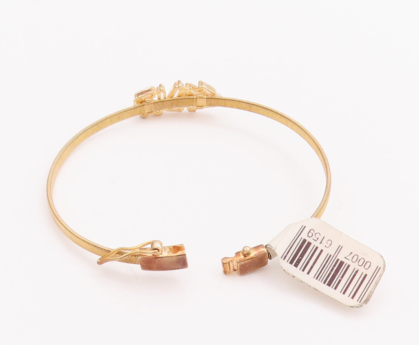 925 Sterling Silver Vintage Bracelet Designer Gold Plated Brutalist CZ  BT10493