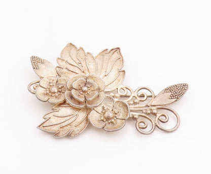 925 Sterling Silver Vintage Brooch Designer Cutout Floral Design   BP11750