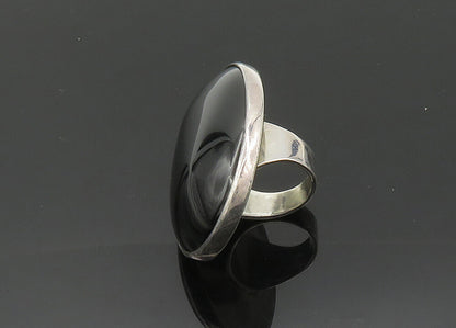 925 Silver  Vintage Black Onyx Large Heavy Cocktail Ring Sz 5.5  RG20435