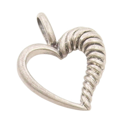 925 Sterling Silver Vintage Pendant Dark Tone Roped Cutout Heart  PT24118
