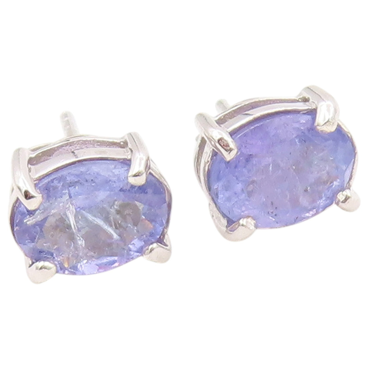 925 Sterling Silver Vintage Earrings Classic Oval Cut Tanzanite Studs  EG14442