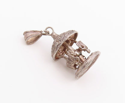 925 Sterling Silver Vintage Pendant STEFANI ARGENTO Spinning Carousel  PT26395
