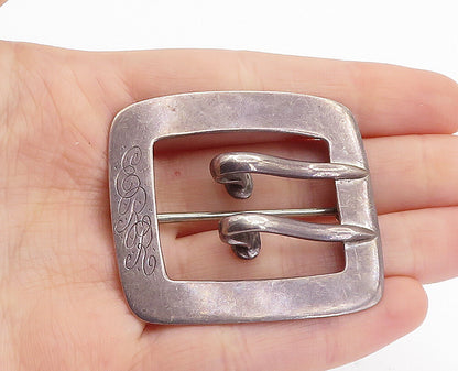 STIEFF 925 Silver  Vintage ERR Etched Initials Belt Buckle Brooch Pin  BP2417