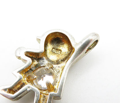925 Sterling Silver  Vintage Cubic Zirconia Hand Raised Figure Pendant  PT2688