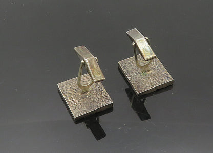 925 Sterling Silver  Vintage Dark Tone Modernist Sculpted Cufflinks  TR2769