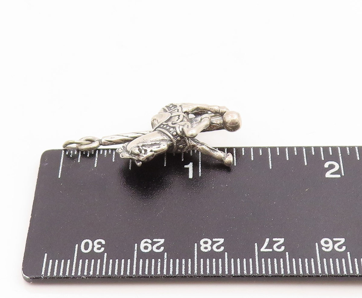 925 Sterling Silver Vintage Pendant Etched Miniature Carousel Horse  PT25927
