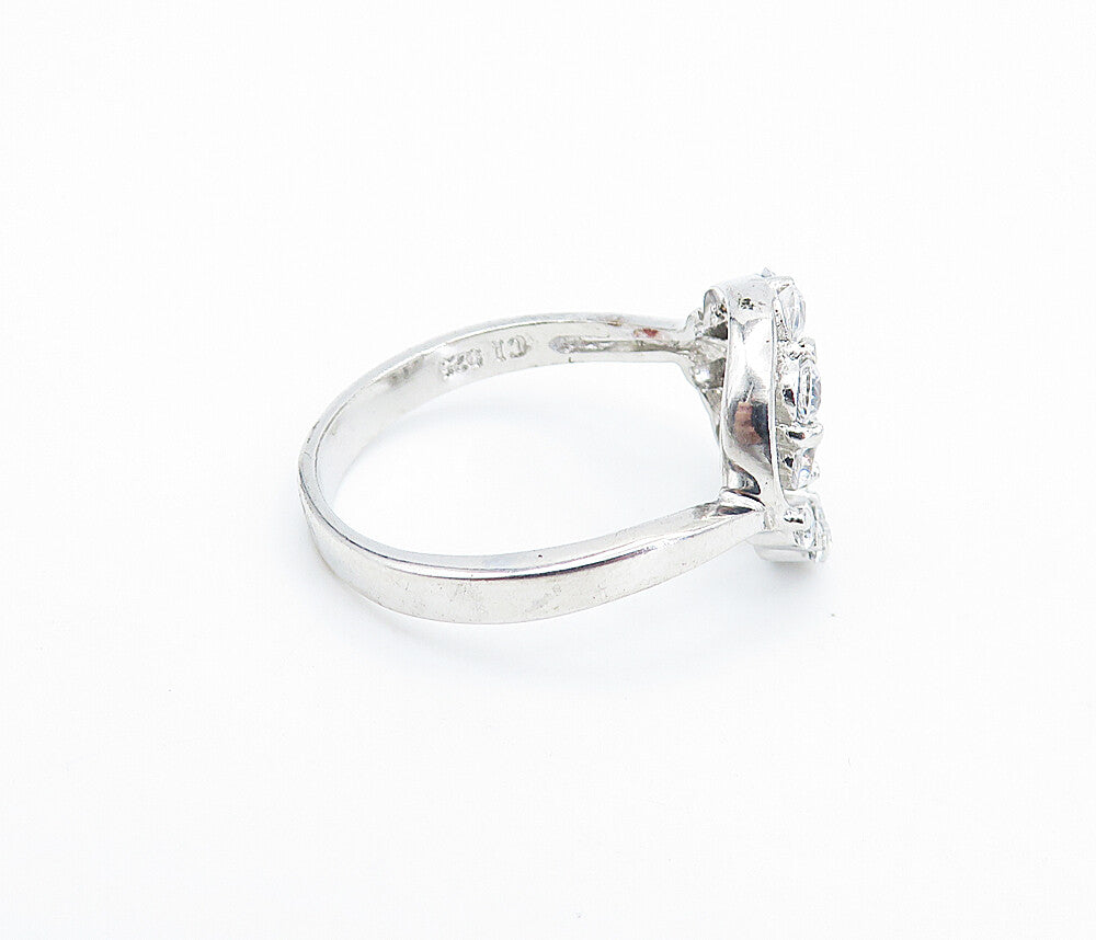 925 Sterling Silver  Shiny Cubic Zirconia Open Spiral Band Ring Sz 9  RG7268
