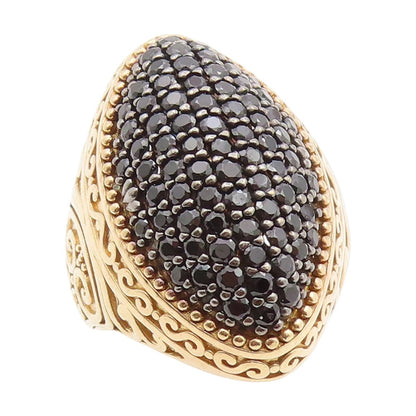 925 Sterling Silver Vintage Ring Gold Plated Spinel Cluster Band  Sz 6  RG34168