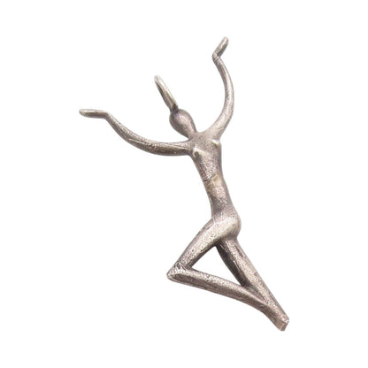 925 Sterling Silver Vintage Pendant Dark Tone Posing Stick Man  PT24029