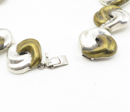 MEXICO 925 Sterling Silver  Vintage Two Tone Swirl Link Chain Necklace  NE1664