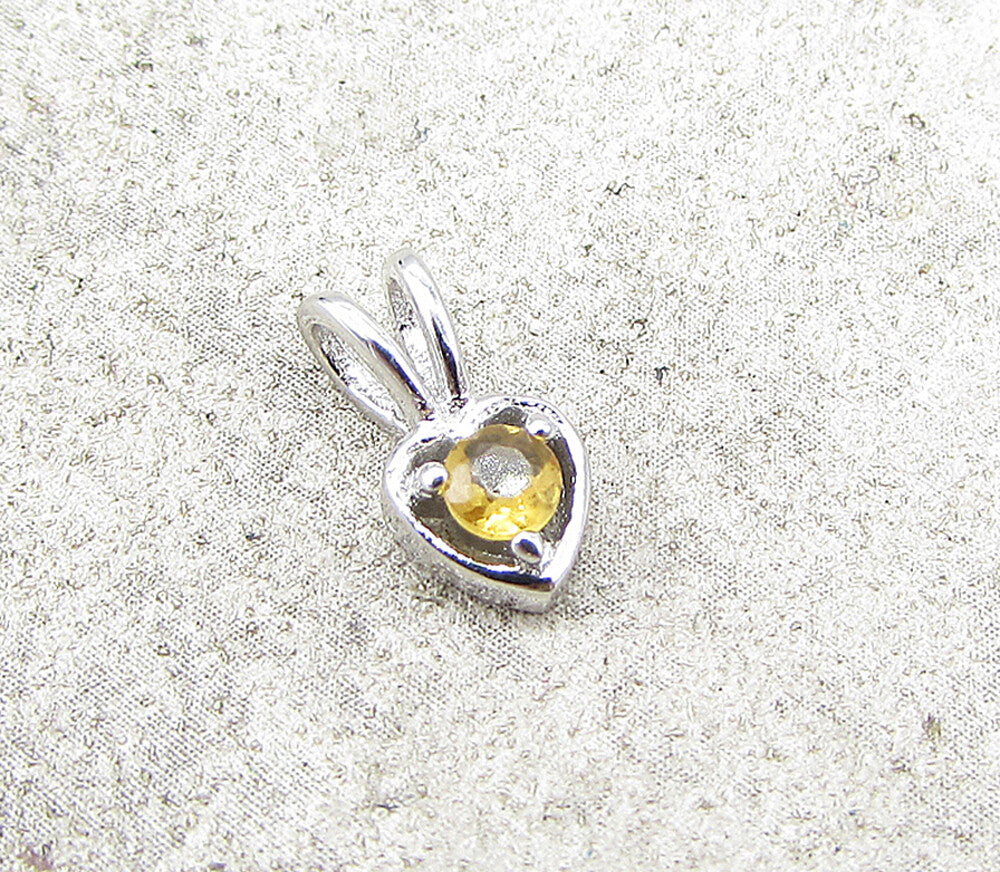 925 Sterling Silver  Citrine Love Heart Slider Pendant  PT1168