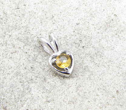 925 Sterling Silver  Citrine Love Heart Slider Pendant  PT1168