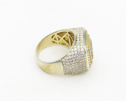 925 Sterling Silver  Cubic Zirconia Encrusted Dome Band Ring Sz 11  RG18767