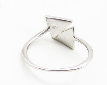 925 Sterling Silver  Shiny White Topaz Triangle Bypass Band Ring Sz 8  RG11442