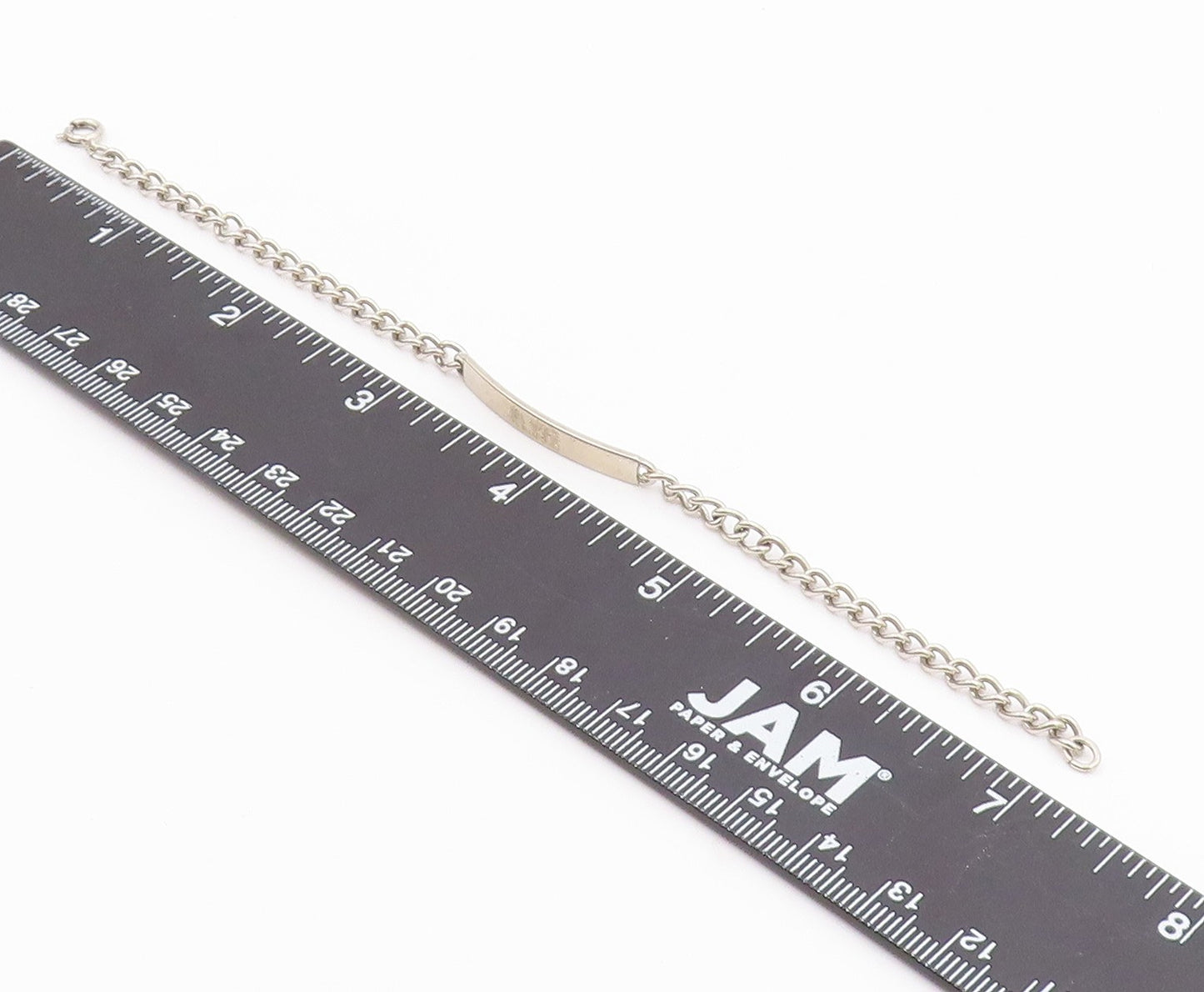 925 Sterling Silver  Shiny Petite Nette Etched Bar Chain Bracelet  BT4528
