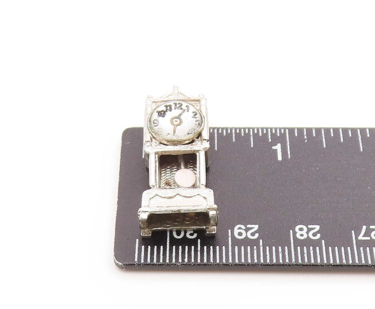 925 Sterling Silver Vintage Pendant BEAU Classic Grandfather Clock Charm PT26277