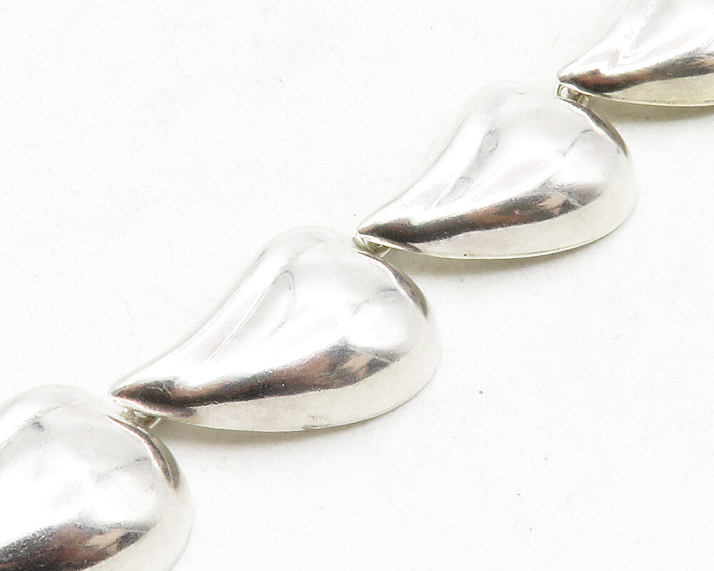 MEXICO 925 Sterling Silver  Vintage Shiny Floral Leaf Chain Necklace  NE2216