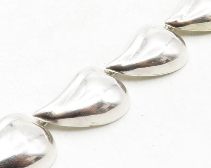 MEXICO 925 Sterling Silver  Vintage Shiny Floral Leaf Chain Necklace  NE2216