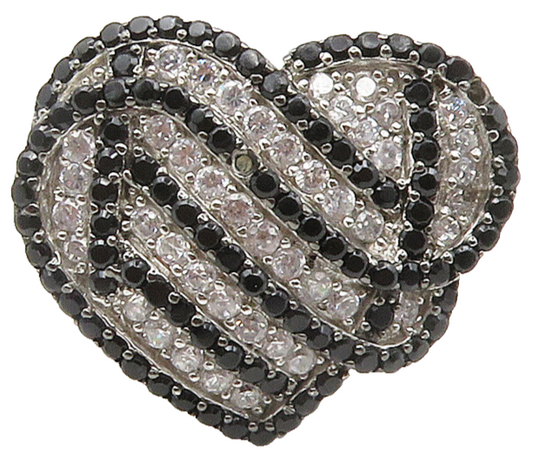 925 Sterling Silver  Topaz & Black Hematite Heart Cocktail Ring Sz 6.5 RG15489