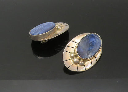 MEXICO 925 Sterling Silver  Vintage Sodalite Non Pierce Drop Earrings  EG11011