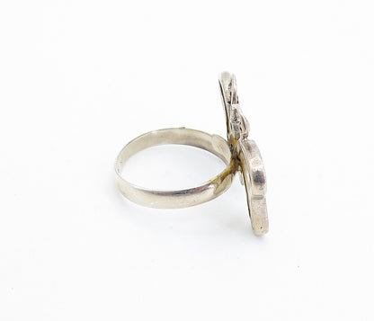 925 Silver  Vintage Mother Of Pearl Butterfly Motif Cocktail Ring Sz 7  RG7857