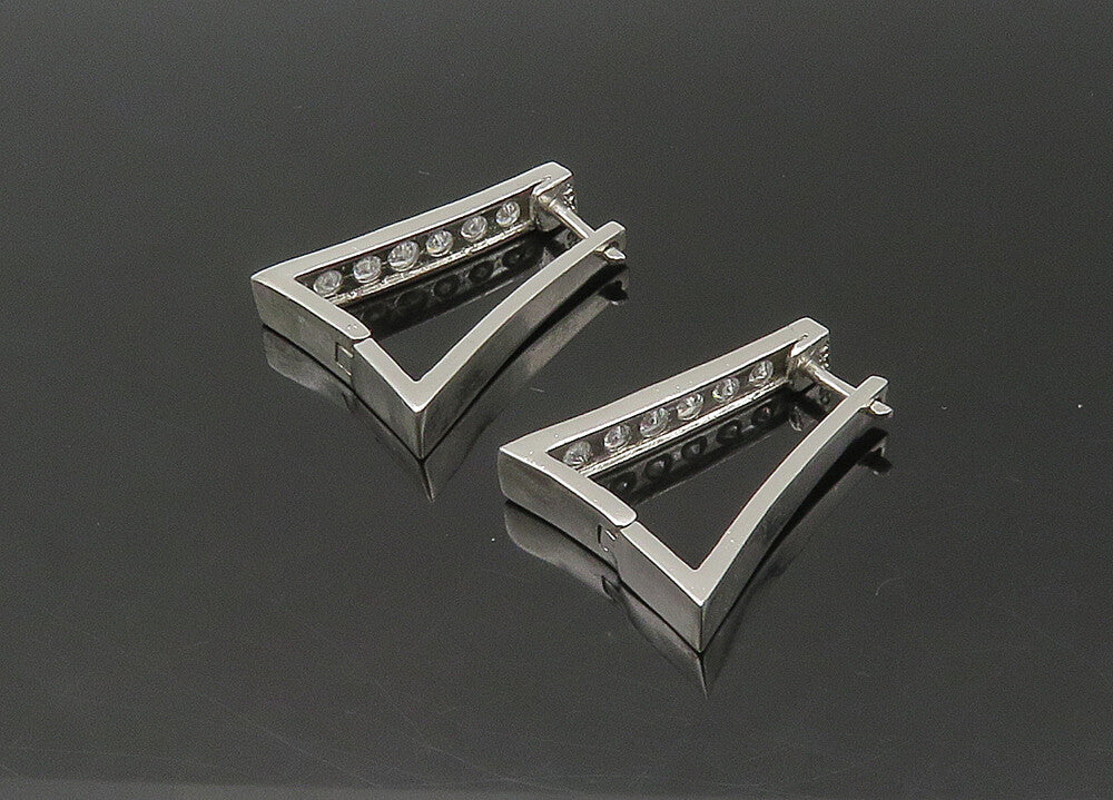 925 Sterling Silver  Vintage Cubic Zirconia Square Hoop Earrings  EG10857