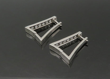 925 Sterling Silver  Vintage Cubic Zirconia Square Hoop Earrings  EG10857