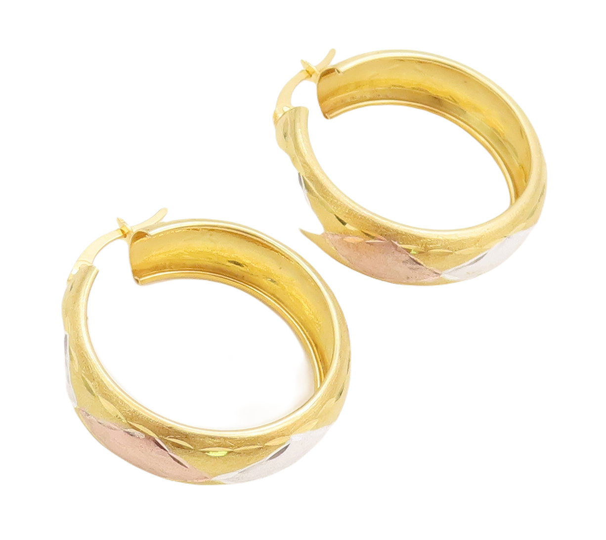 925 Sterling Silver Vintage Earrings Gold Plated Diamond Design Carved  EG13190