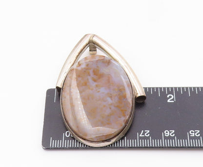 925 Sterling Silver  Vintage Oval Amethyst Cacoxenite Held Pendant  PT21012