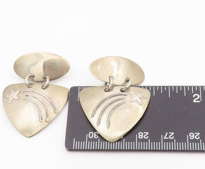 925 Sterling Silver Vintage Earrings Etched Celestial Shooting Star Drop EG13807