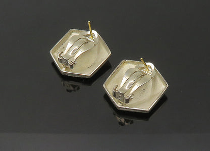 925 Silver & 14K GOLD  Vintage Geometric Shiny Non Pierce Earrings  EG10975