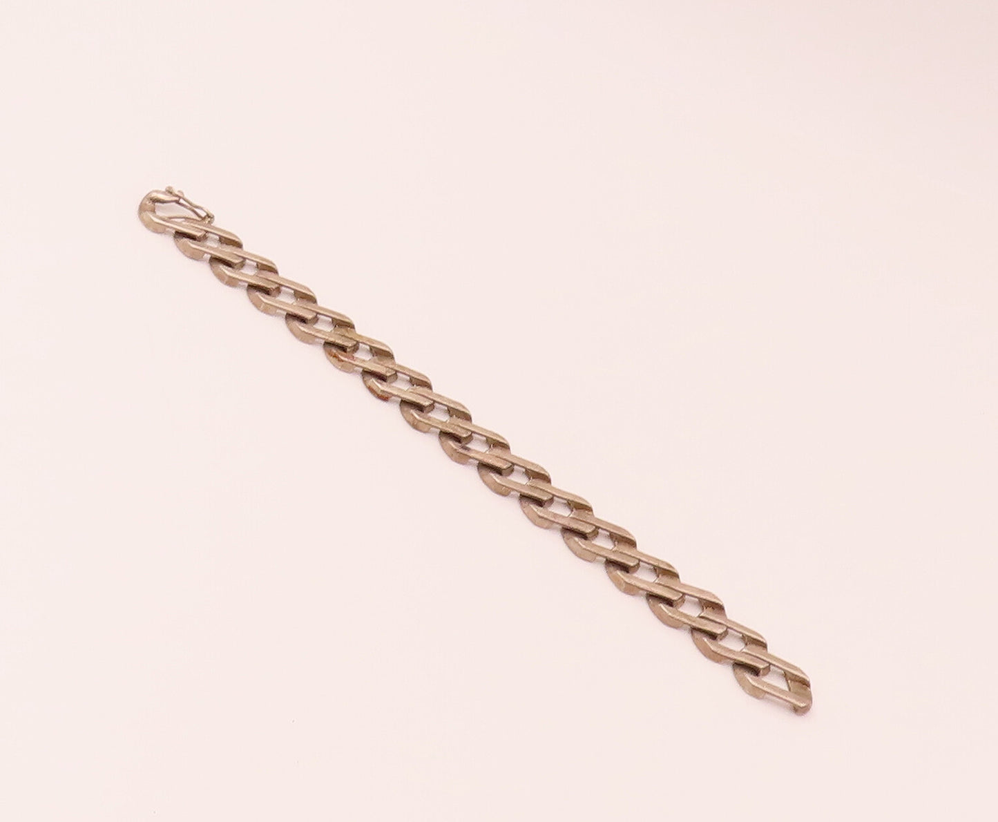 925 Sterling Silver Vintage Solid Rectangular Curb Link Bracelet  BT9803
