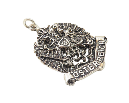 925 Sterling Silver  Vintage Osterreich Austria Emblem Drop Pendant  PT8328