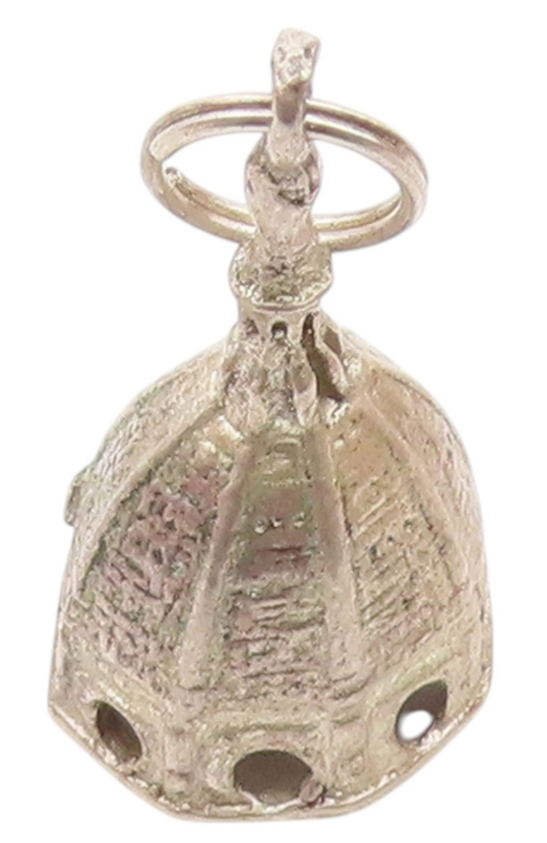 925 Sterling Silver  Vintage Shiny Dome Drop Pendant  PT19372