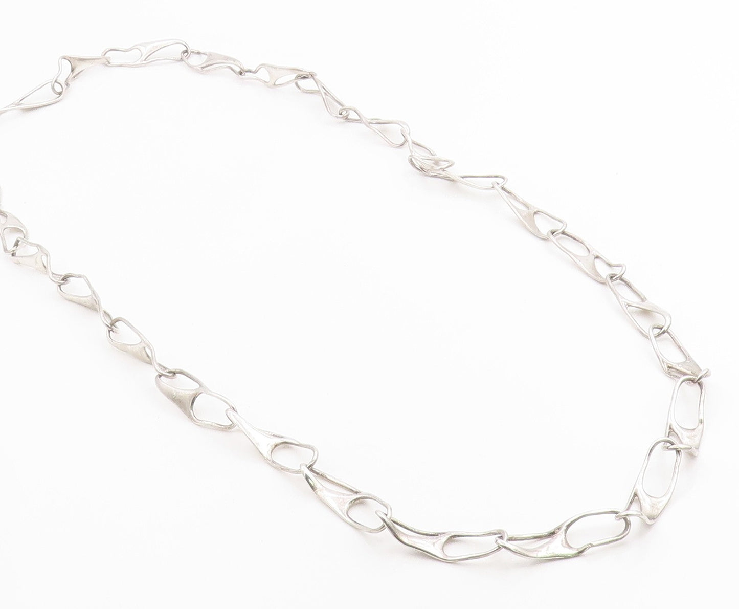 925 Sterling Silver Vintage Necklace BRUNEL Sculptural Link Chain  NE4881
