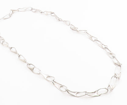 925 Sterling Silver Vintage Necklace BRUNEL Sculptural Link Chain  NE4881