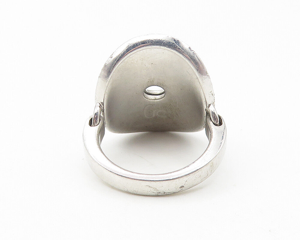 GUESS ITALY 925 Sterling Silver  Shiny Monogram Logo Band Ring Sz 6.5  RG11239
