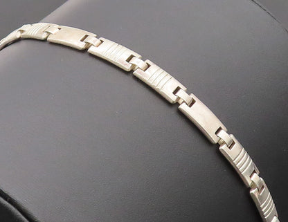 925 Sterling Silver Vintage Bracelet Solid Linked Rectangular Etched  BT10291