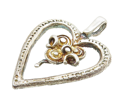 925 Sterling Silver  Vintage Shiny Open Love Heart Drop Pendant  PT15058