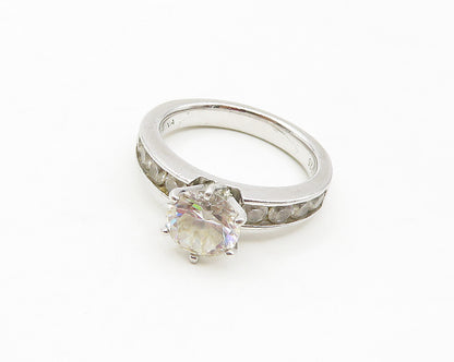 925 Sterling Silver  Cubic Zirconia Solitaire With Accents Ring Sz 6  RG17115