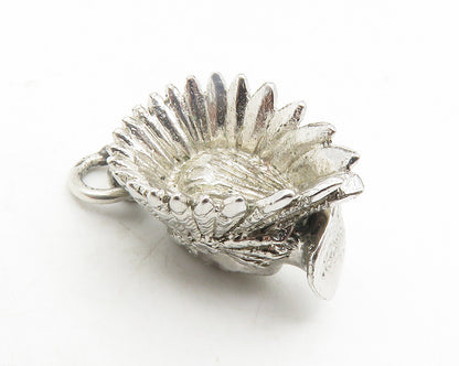 925 Sterling Silver  Vintage Shiny Petite Chief's Head Drop Pendant  PT9446