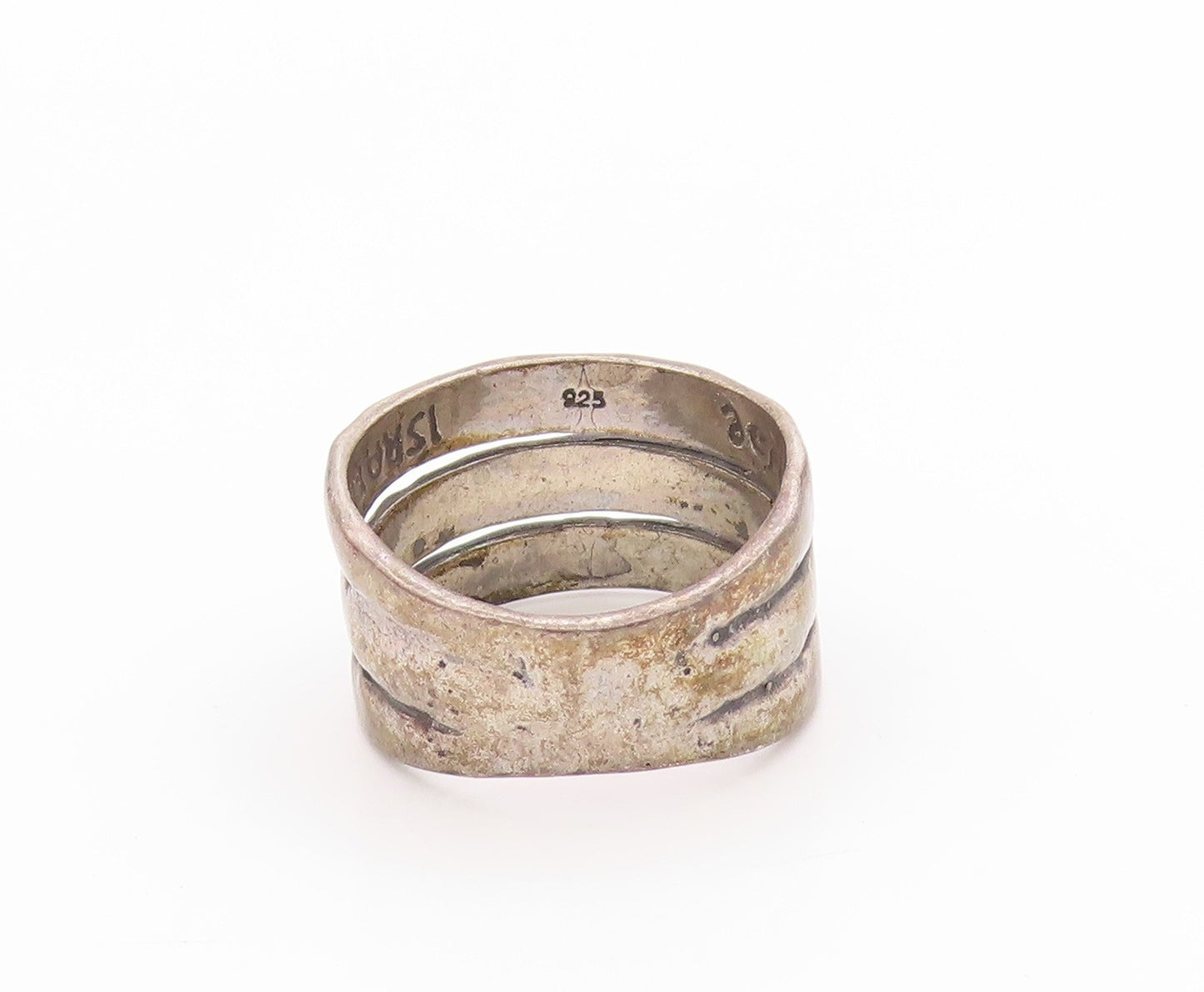 925 Sterling Silver Vintage Ring Dark Tone Hope Believe Love Band  Sz 8  RG33608
