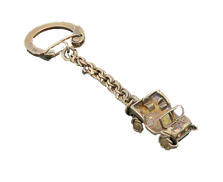 MEXICO 925 Sterling Silver  Vintage Dark Tone Car Key Chain (SPINS)  TR3033