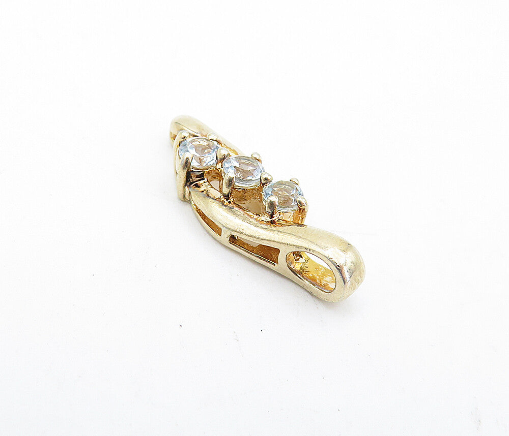 ROSS SIMON 925 Sterling Silver  Petite Topaz Shiny Gold Plated Pendant  PT3325
