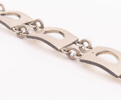 925 Sterling Silver Vintage Bracelet VERSANI Squares With Cutout Circle  BT10475