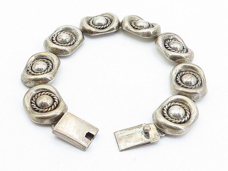 ZINA 925 Sterling Silver  Vintage Dark Tone Twist Dome Chain Bracelet  BT1836