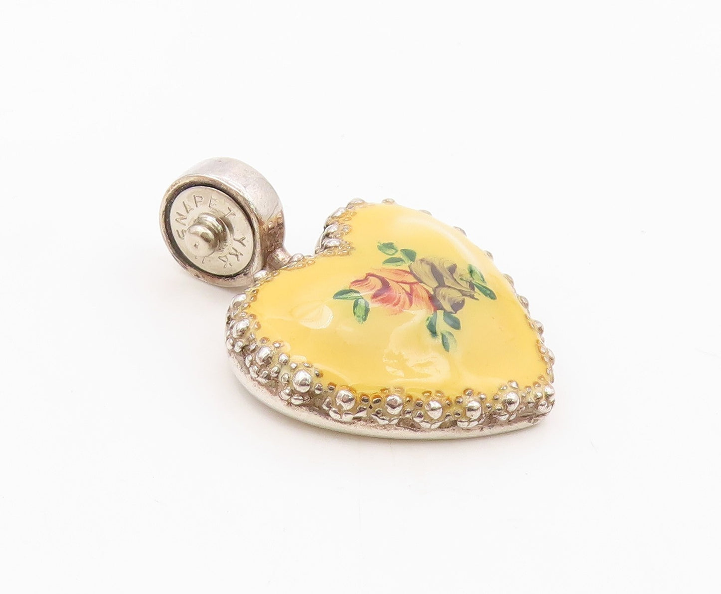 ESPO SIG 925 Silver  Vintage Enamel Floral Art Love Heart Pendant  PT17496