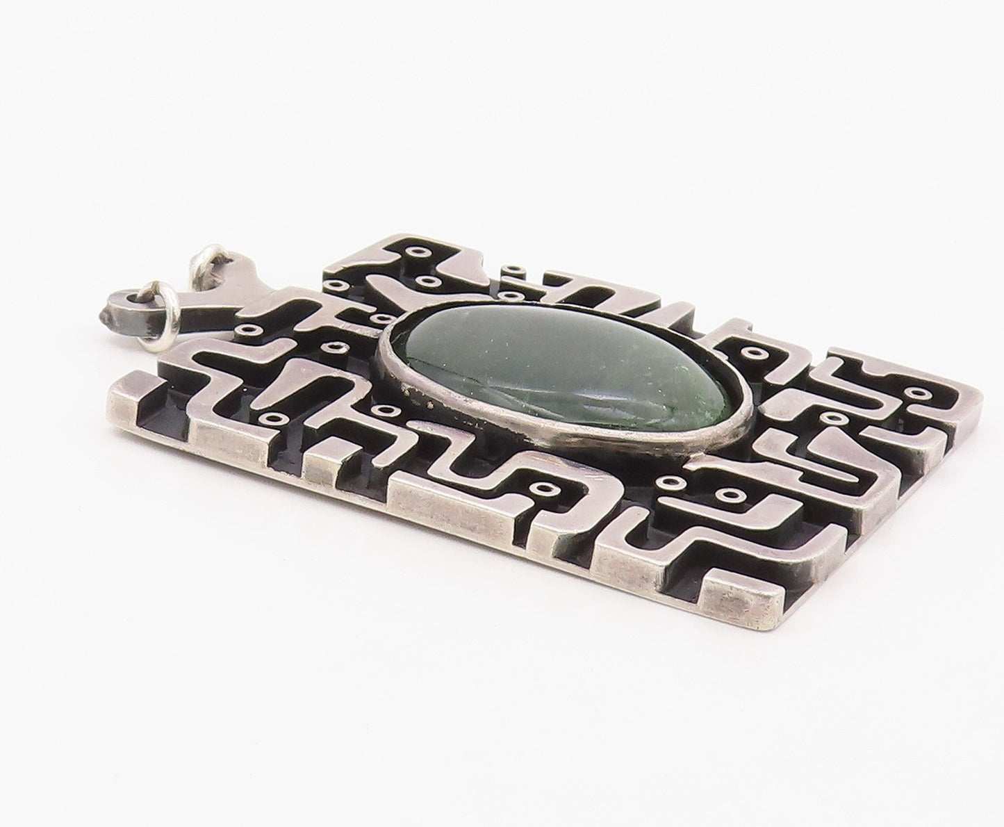 925 Sterling Silver Vintage Pendant LOS BALLESTEROS Oval Gemstone HEAVY  PT26359