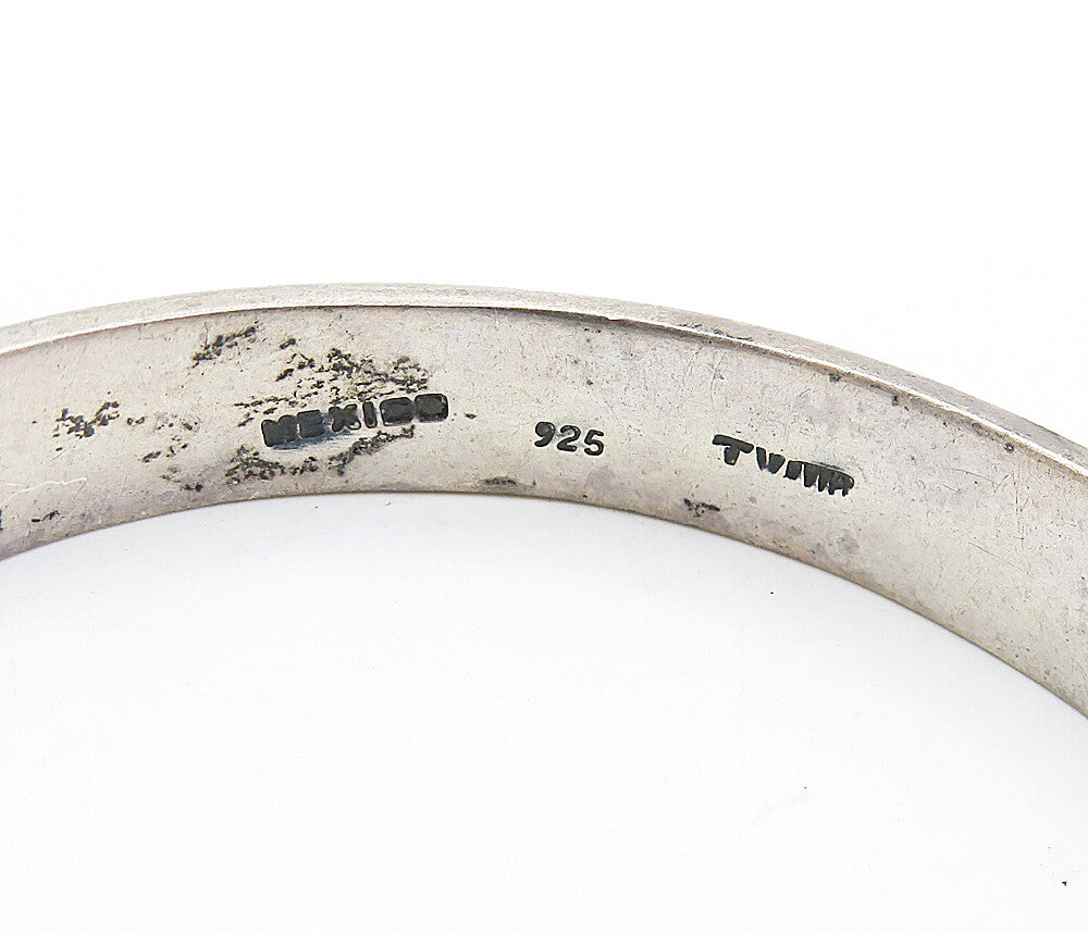 MEXICO 925 Sterling Silver  Vintage Oxidized Dolphin Cuff Bracelet  BT2514
