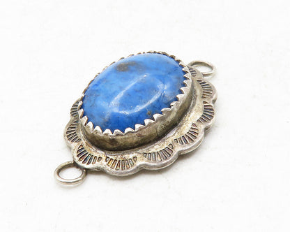 NAVAJO 925 Sterling Silver  Vintage Blue Jasper Etched Bracelet Link  TR1887